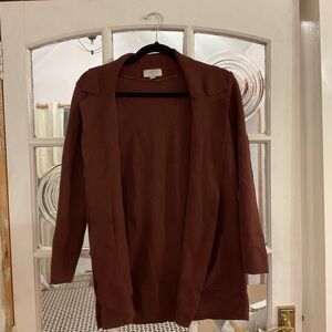 LOFT Rust Open Front Cardigan